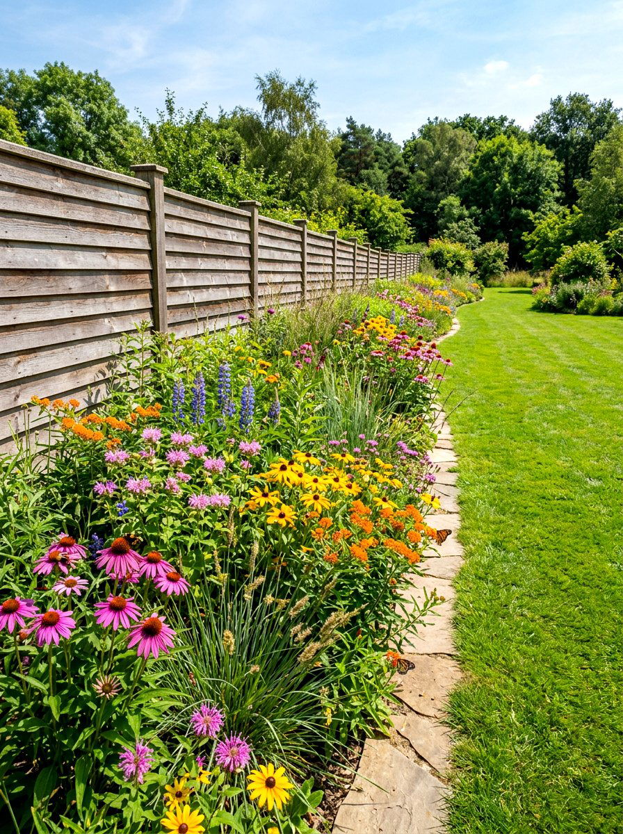 Native plant garden border - 30 long narrow backyard ideas