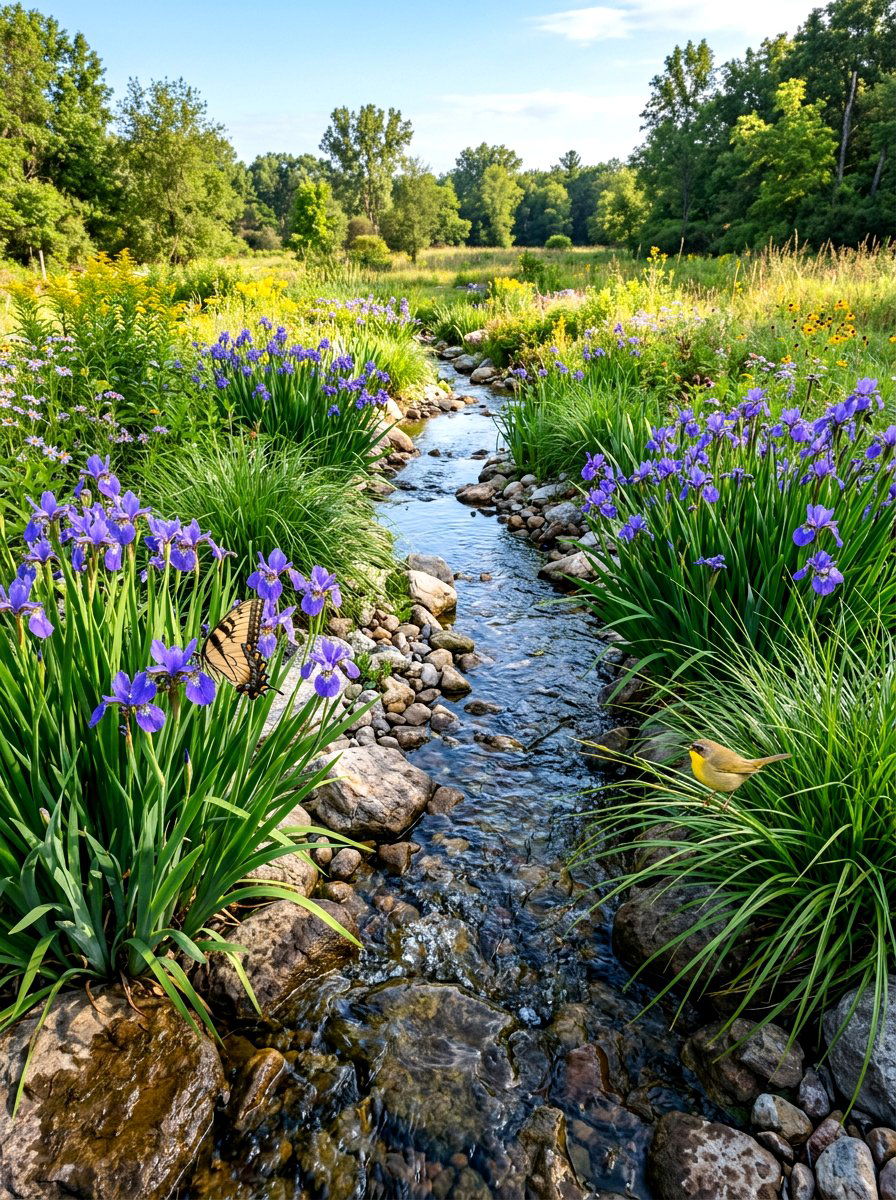 Native plant stream - 30 backyard stream ideas