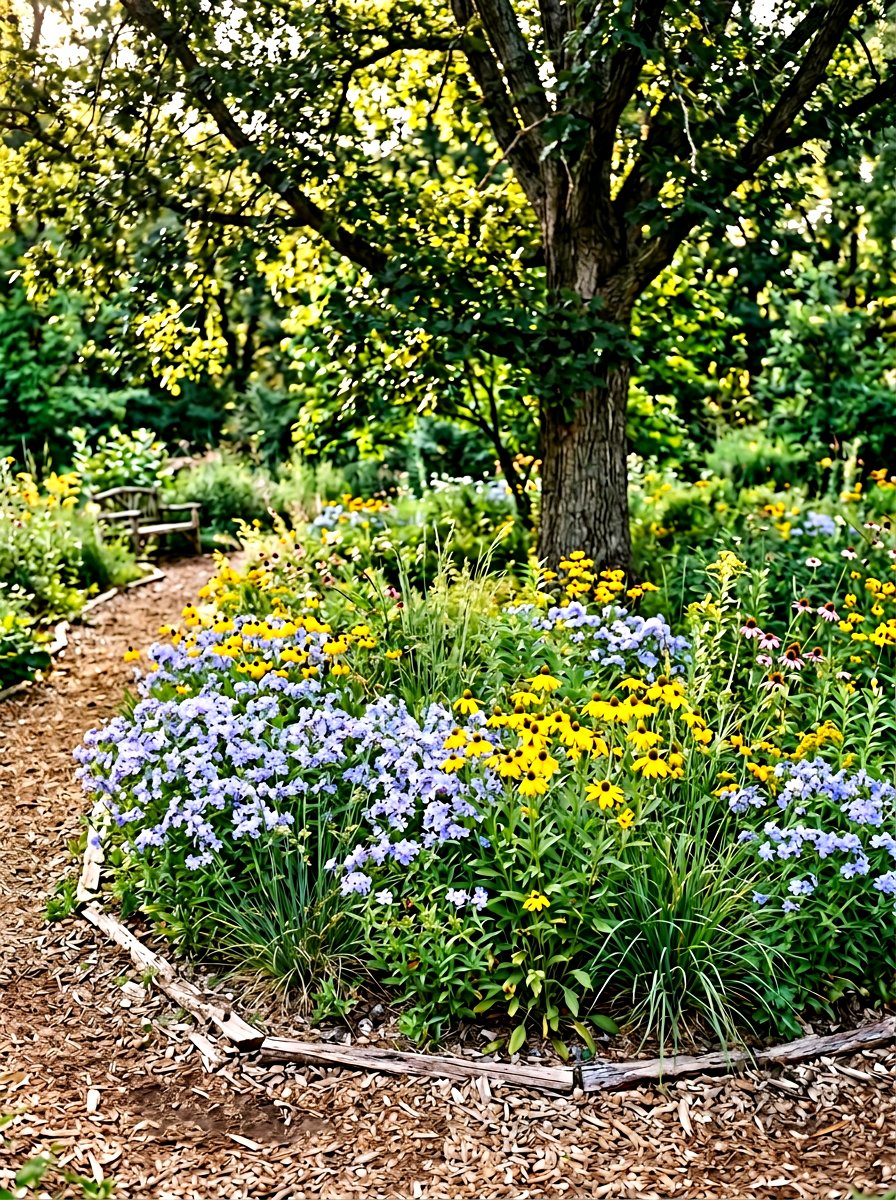 Native wildflower meadow ring - 30 flower bed around tree ideas