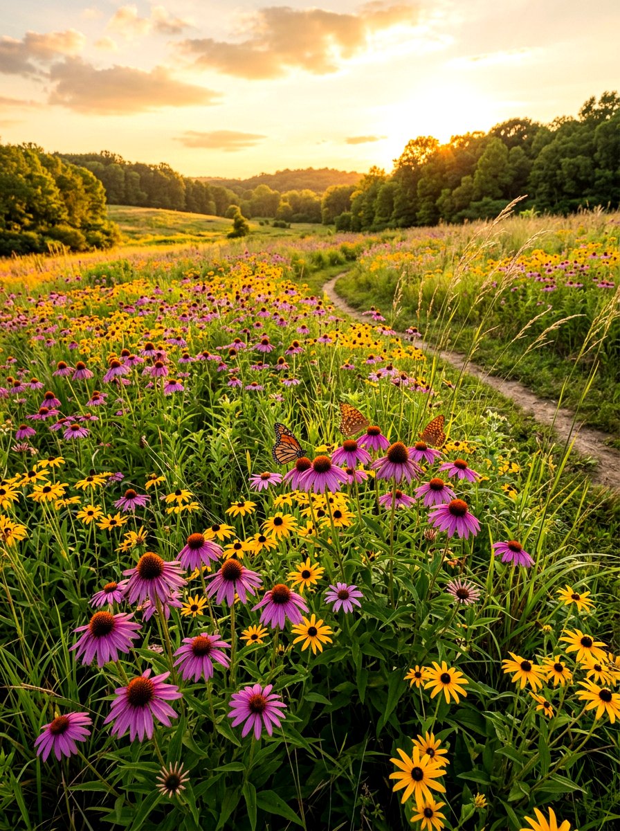 Native wildflower meadow - 30 bird friendly backyard landscaping ideas