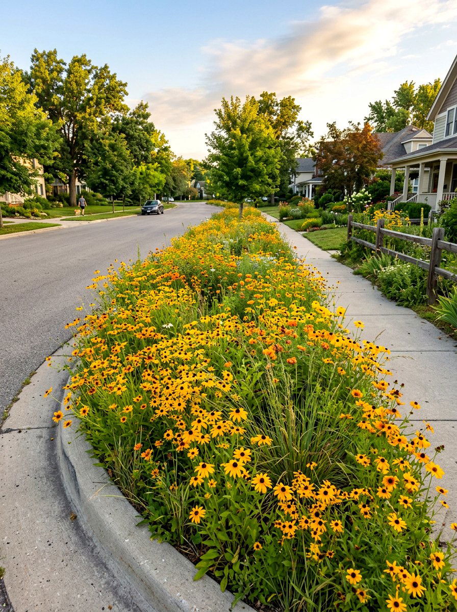 Native wildflower parkway - 30 hellstrip garden ideas