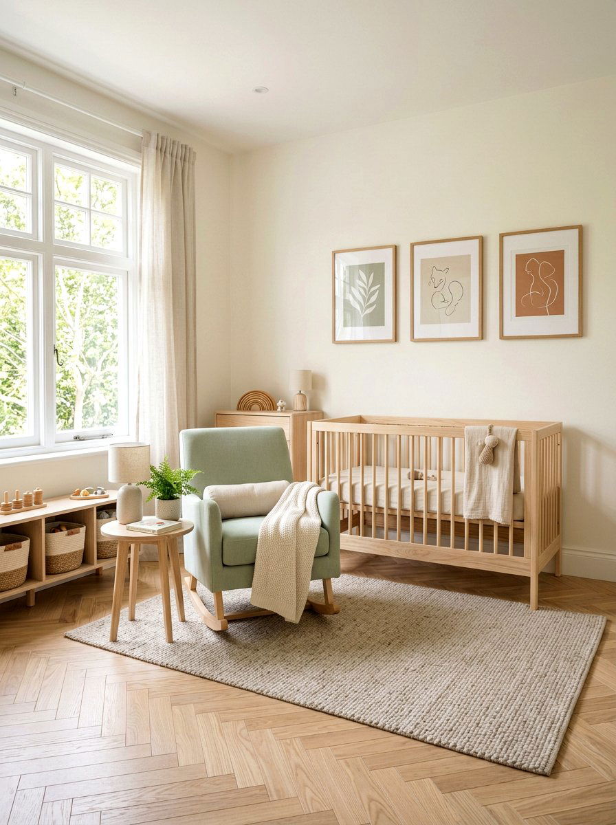 Natural Ash Herringbone Nursery - 30 herringbone floor ideas