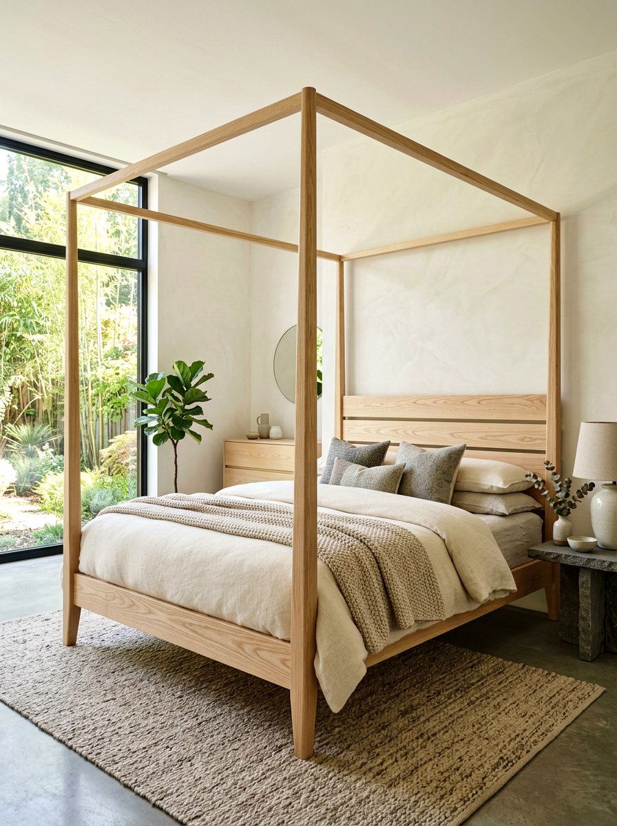 Natural Ash Wood Poster Bed - 30 four poster bed ideas