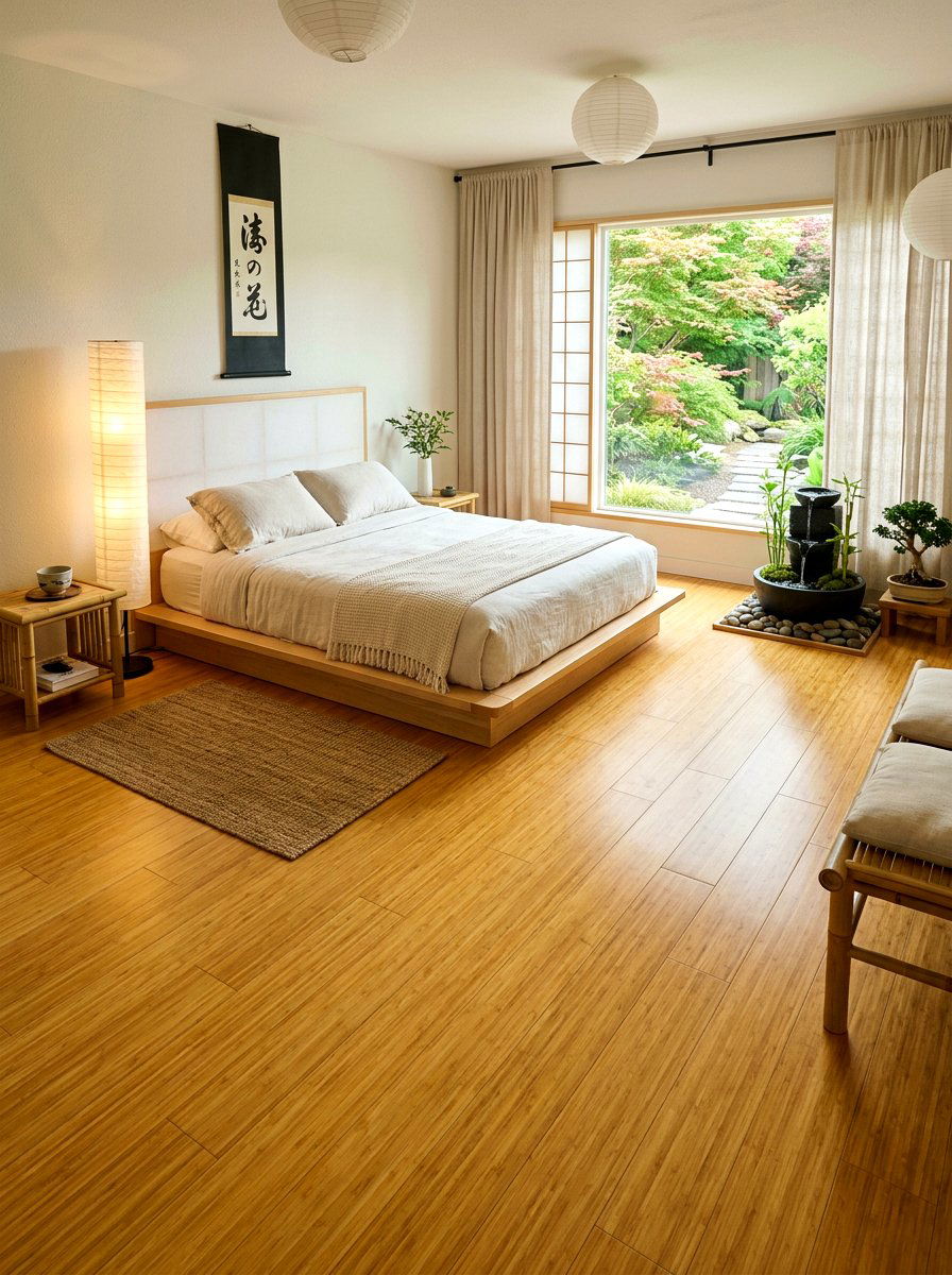 Natural Bamboo Vinyl Plank - 30 peel and stick floor ideas