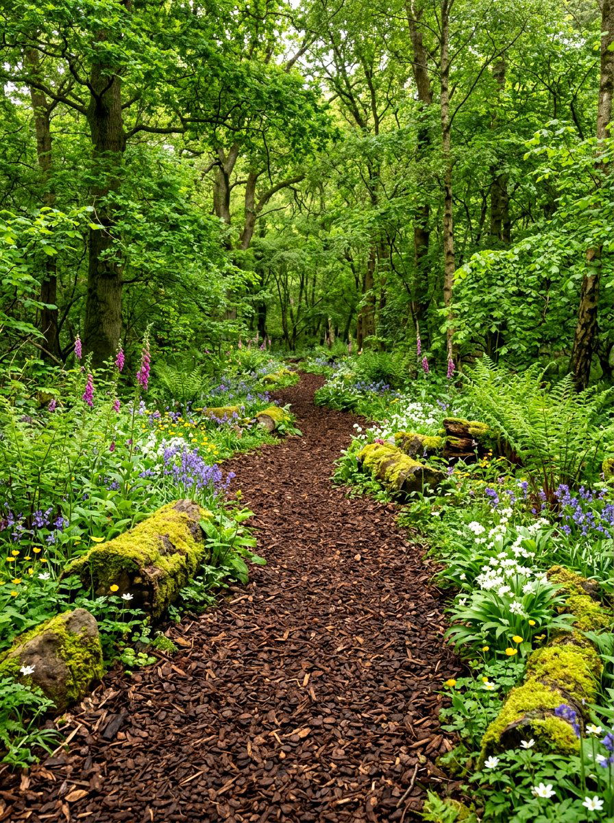 Natural Bark Mulch Path - 30 path through garden ideas