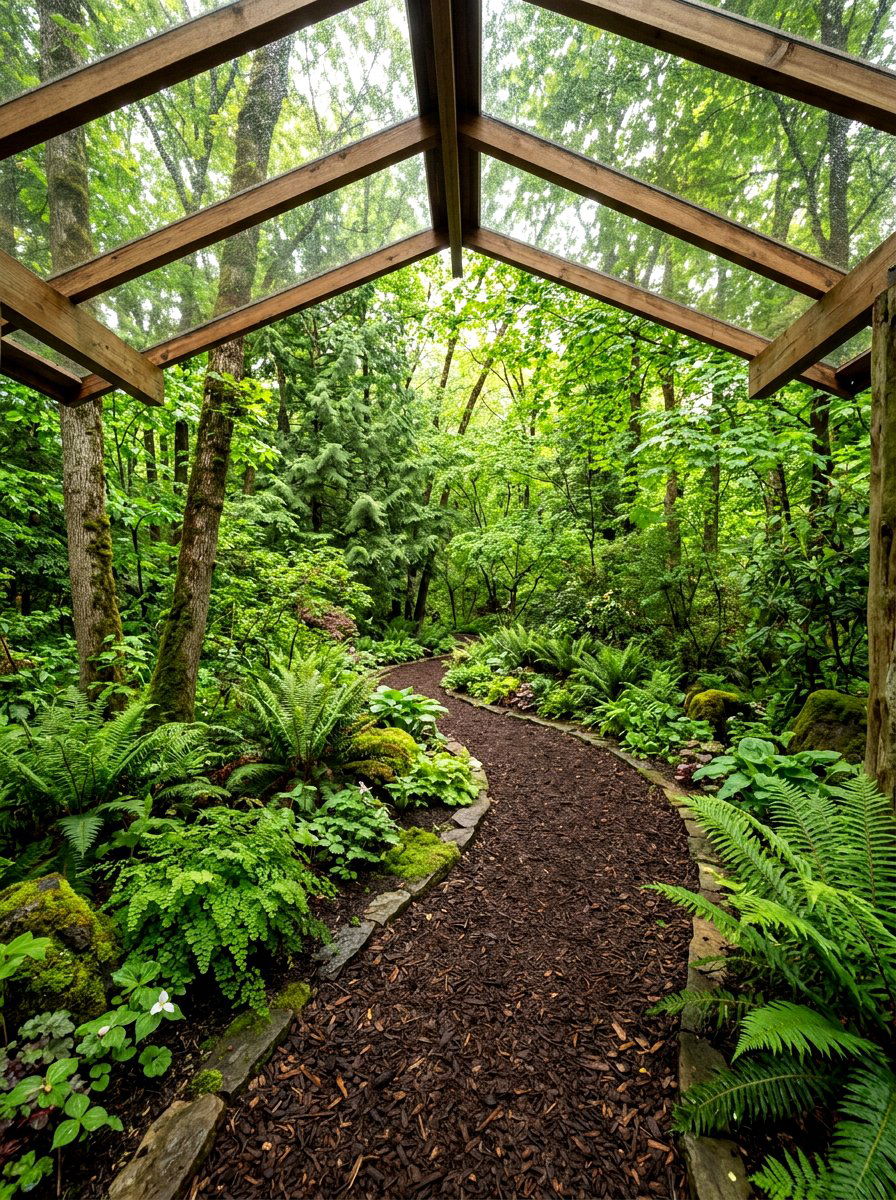 Natural Bark Mulch Walkway - 30 greenhouse walkway ideas