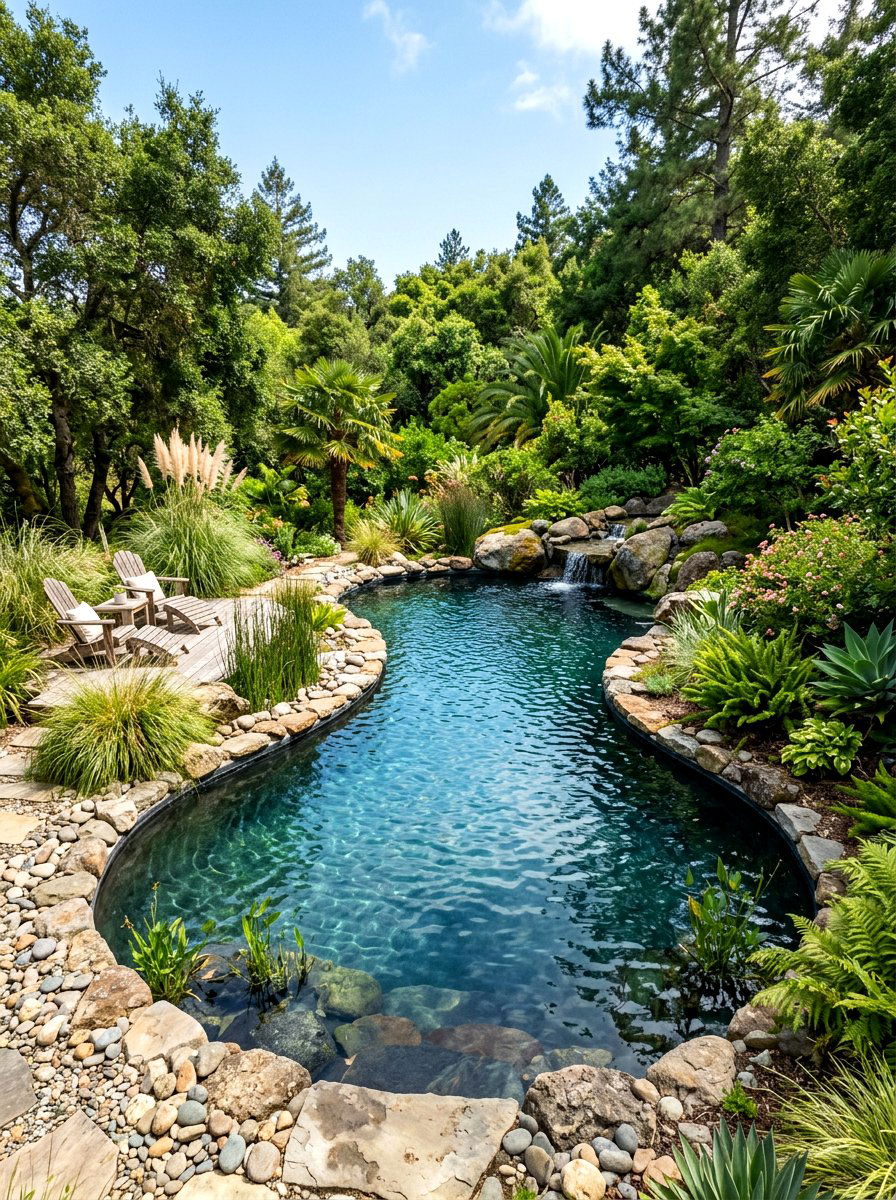 Natural Black Bottom Pool - 30 black bottom pool backyard ideas