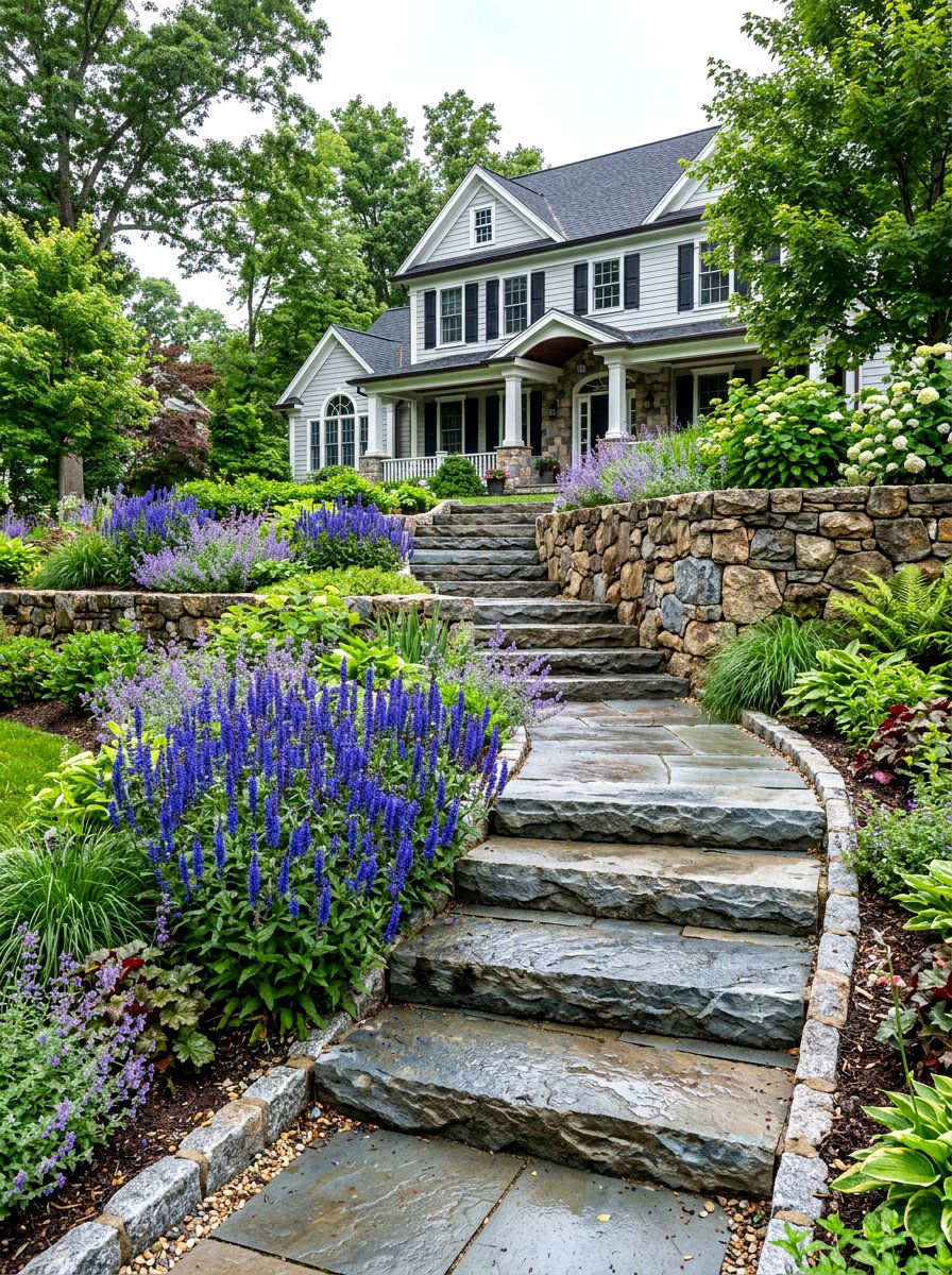 Natural Bluestone Step - 30 stepping pad lawn ideas