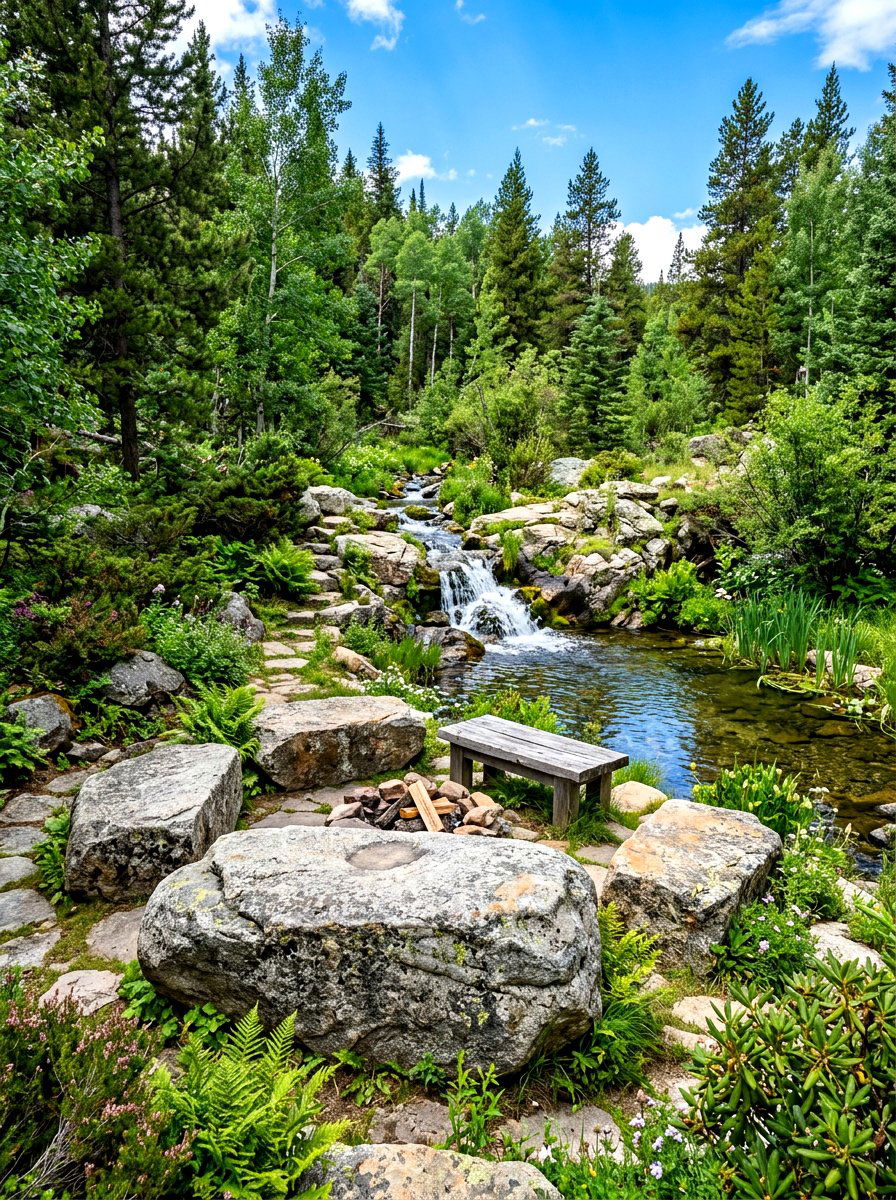Natural Boulder Seat - 30 rustic backyard seating ideas