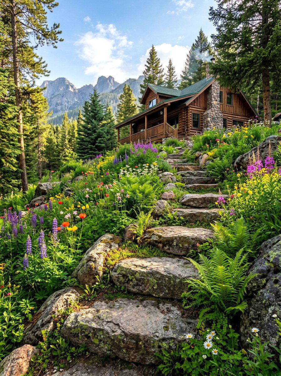 Natural Boulder Steps - 30 front steps makeover ideas