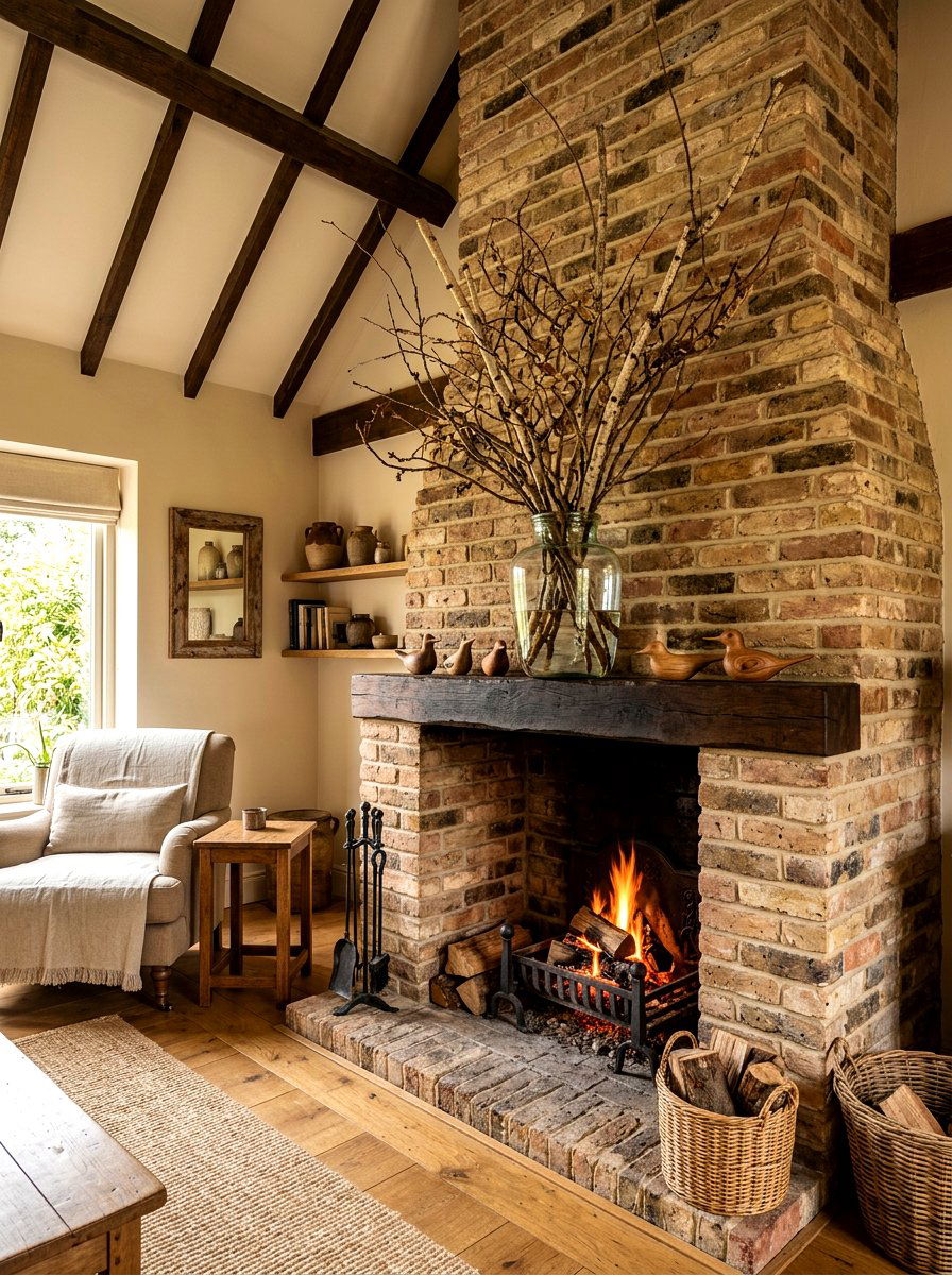 Natural Branch Mantel Display - 30 fall mantel layering ideas