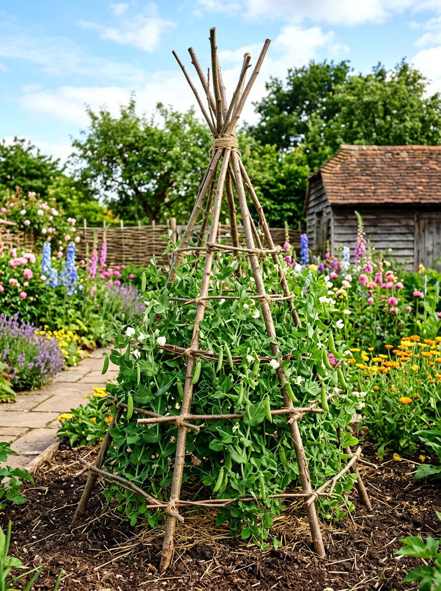 Natural Branch Structure - 30 vegetable garden trellis ideas