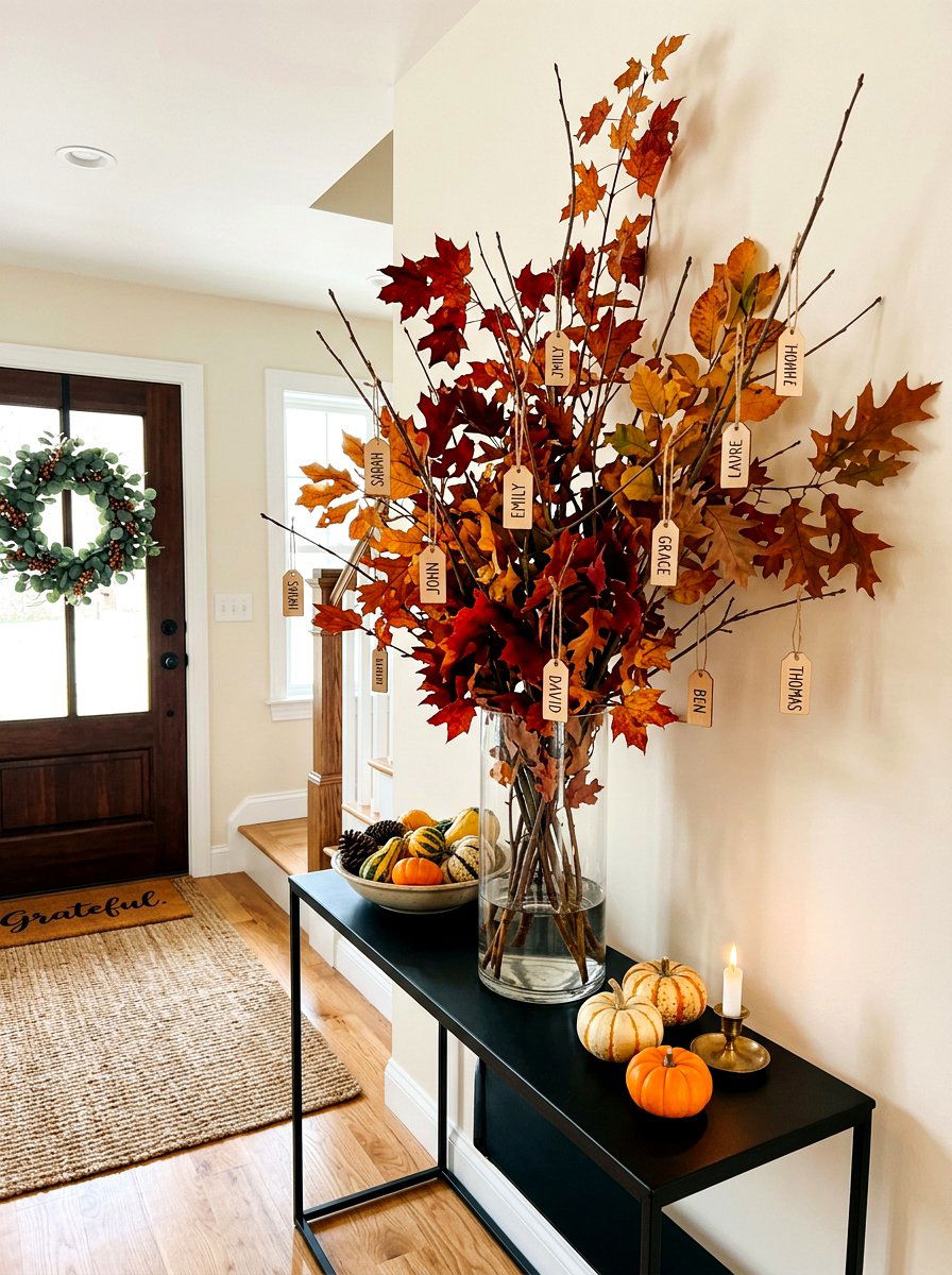 Natural Branch Thanksgiving Entryway - 30 Thanksgiving entry table ideas