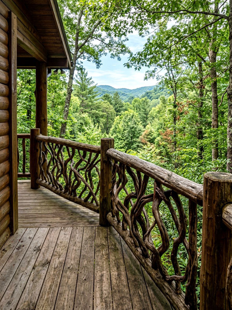 Natural Branch Tree Railing - 30 front porch railing ideas