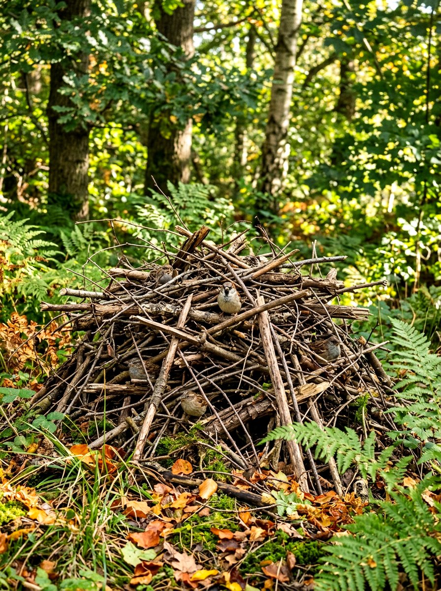 Natural Brush Pile - 30 bird friendly backyard ideas