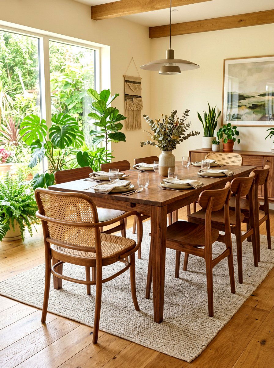 Natural Cane And Wood Seating - 30 mixed dining seating ideas