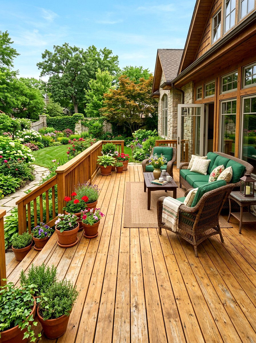 Natural Cedar Deck - 30 wood stain deck ideas