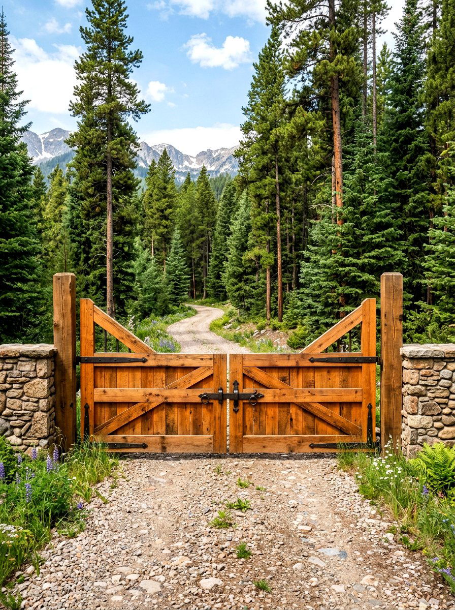 Natural Cedar Driveway Gate - 30 front gate ideas