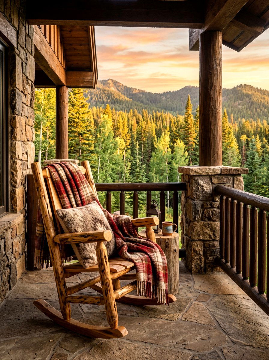 Natural Cedar Log Rocking Chair - 30 porch rocking chair ideas
