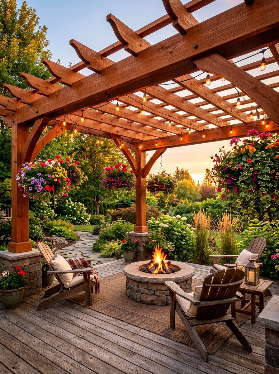 Natural Cedar Pergola - 30 attached patio cover ideas