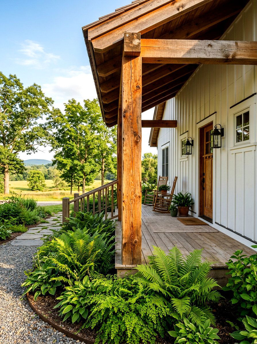 Natural Cedar Porch Post - 30 farmhouse porch columns ideas