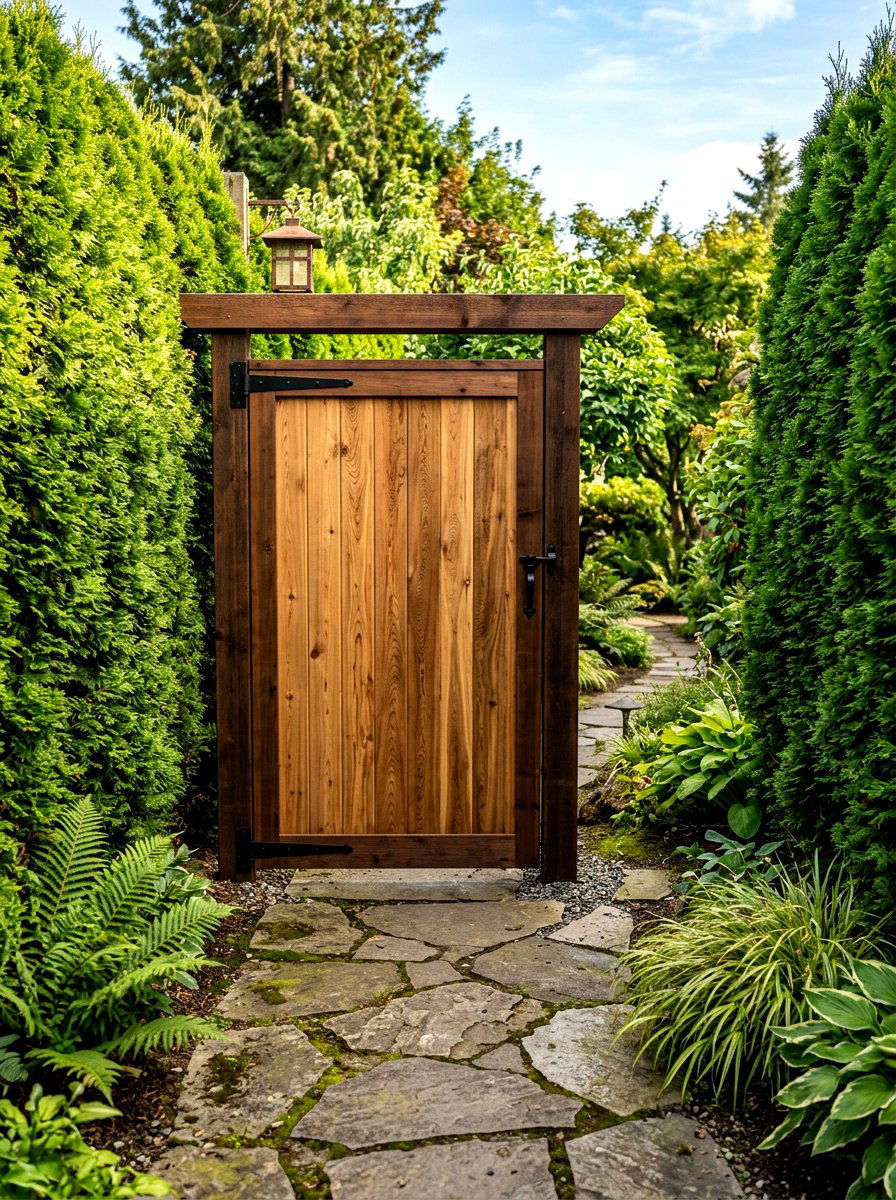 Natural Cedar Privacy Gate - 30 driveway gate ideas