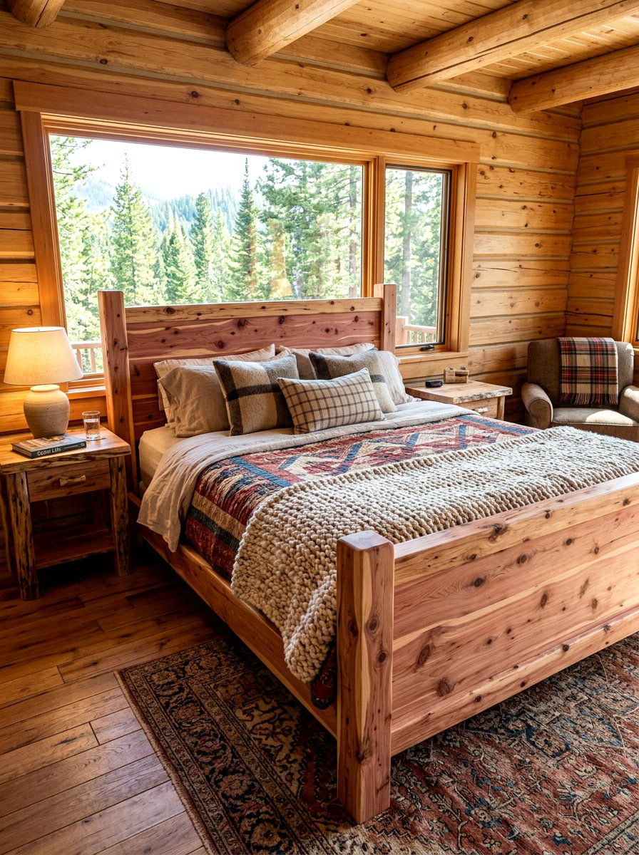 Natural Cedar Wood Bed - 30 wood bed frame ideas