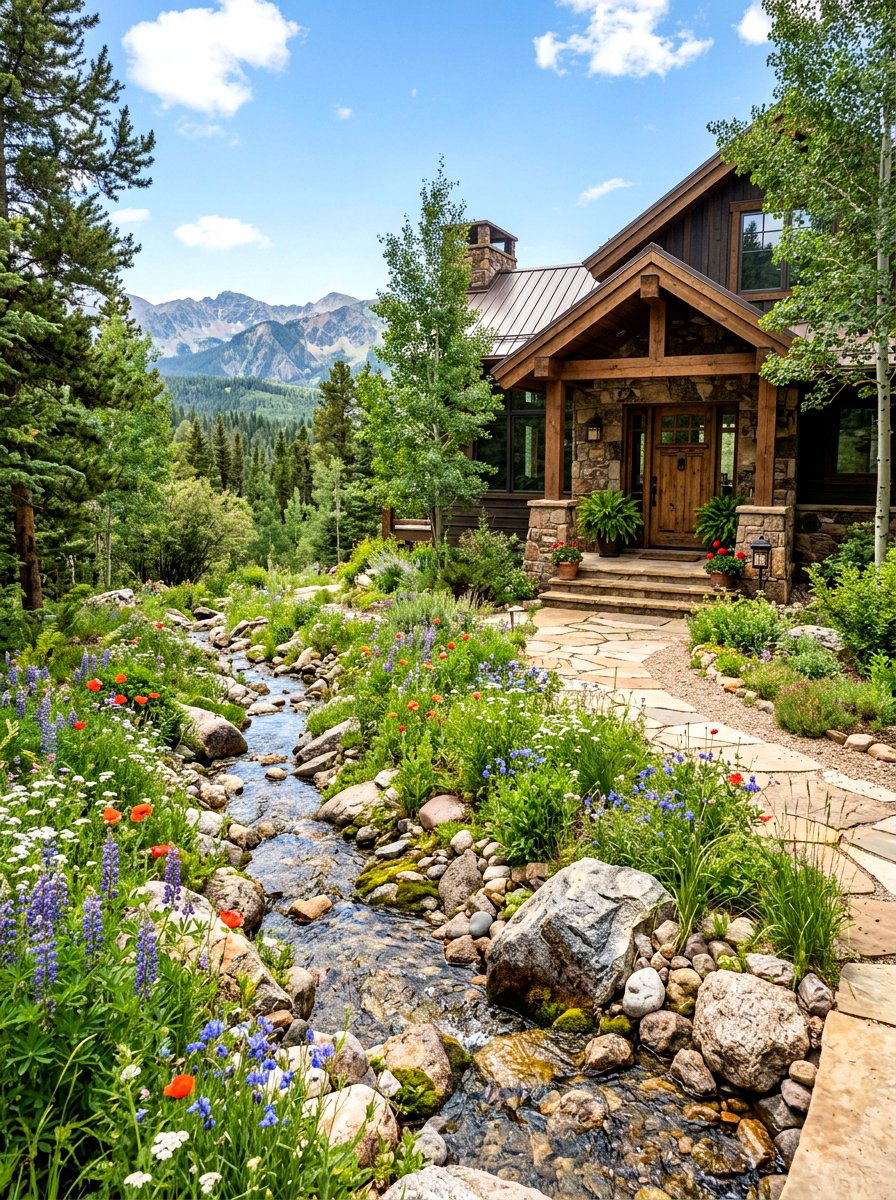 Natural Creek Bed Entrance - 30 entry fountain landscaping ideas