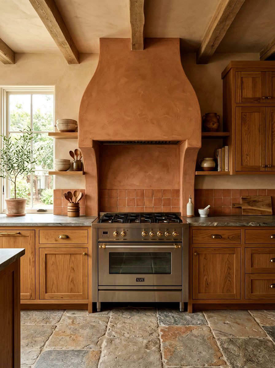 Natural Earth Tone Plaster Hood - 30 plaster range hood ideas