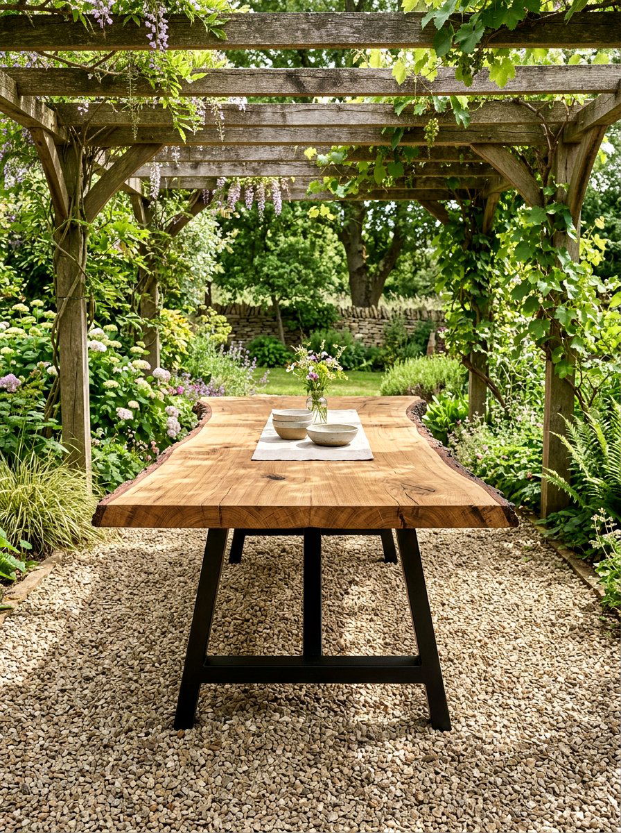 Natural Edge Slab Table - 30 garden dinner table ideas