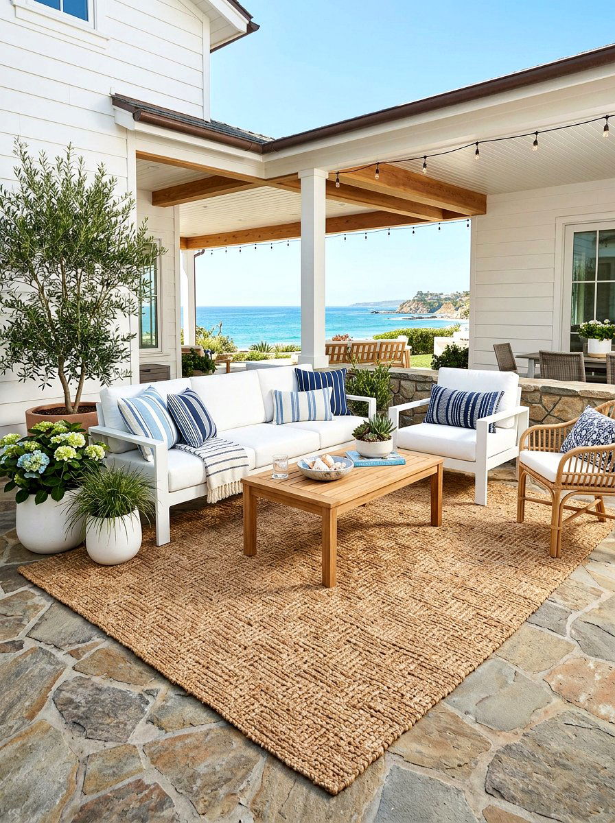 Natural Fiber Outdoor Rugs - 30 Nancy Meyers patio ideas