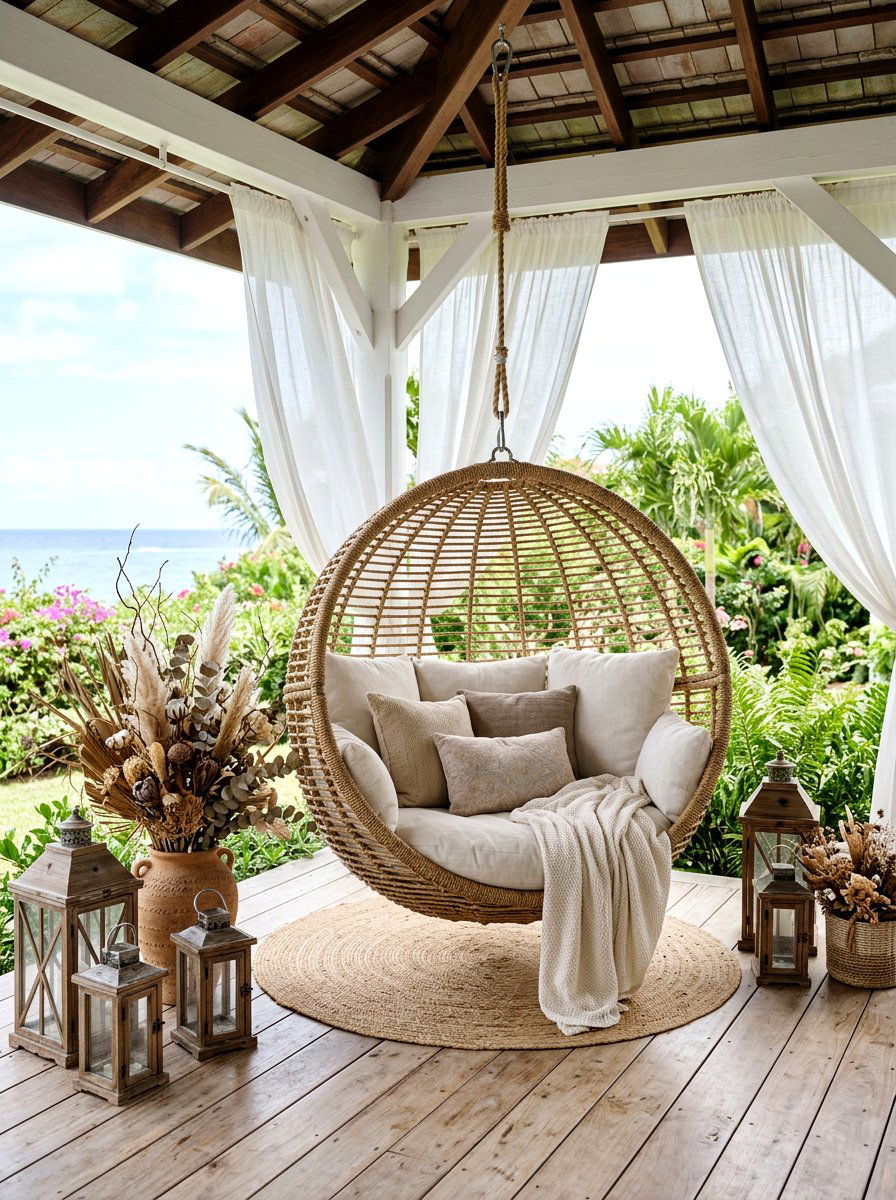 Natural Fiber Patio Pod - 30 cocoon patio chair ideas