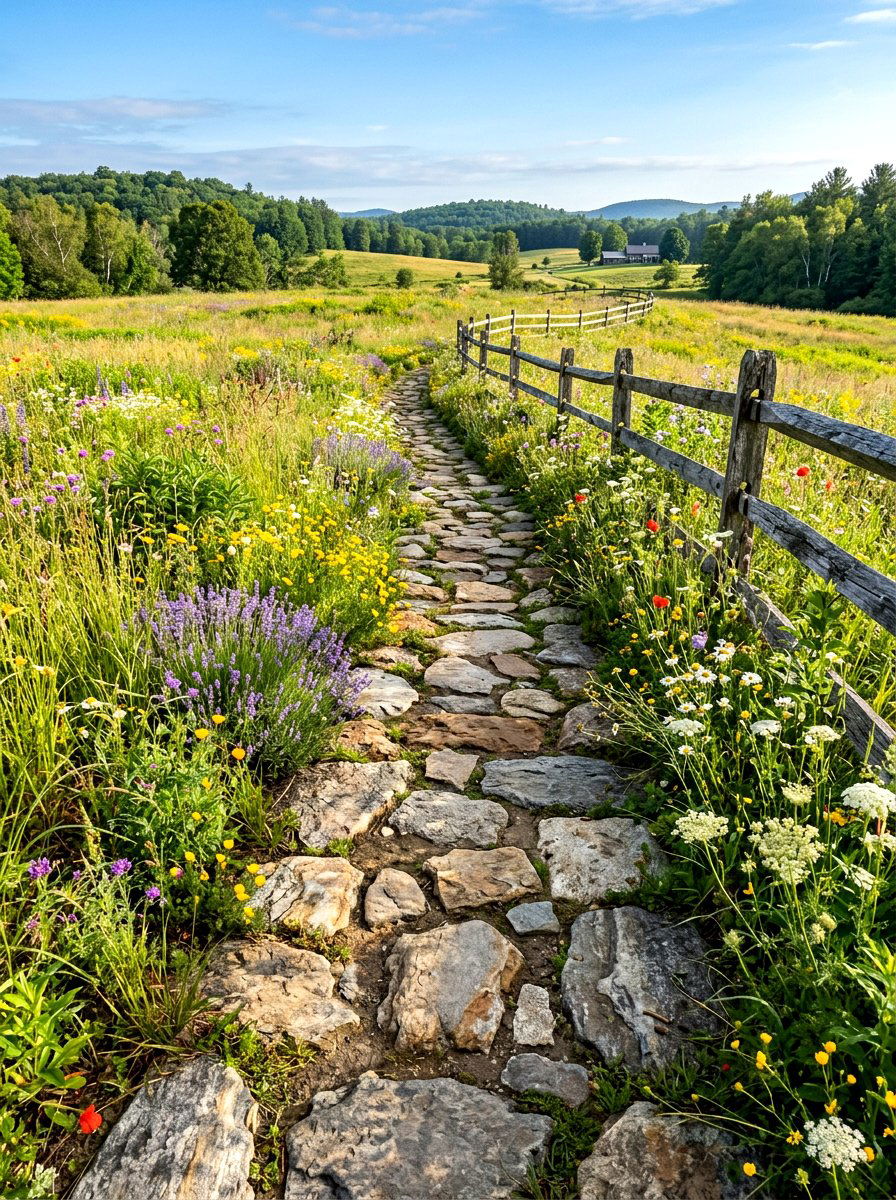Natural Fieldstone Path - 30 side yard walkway ideas