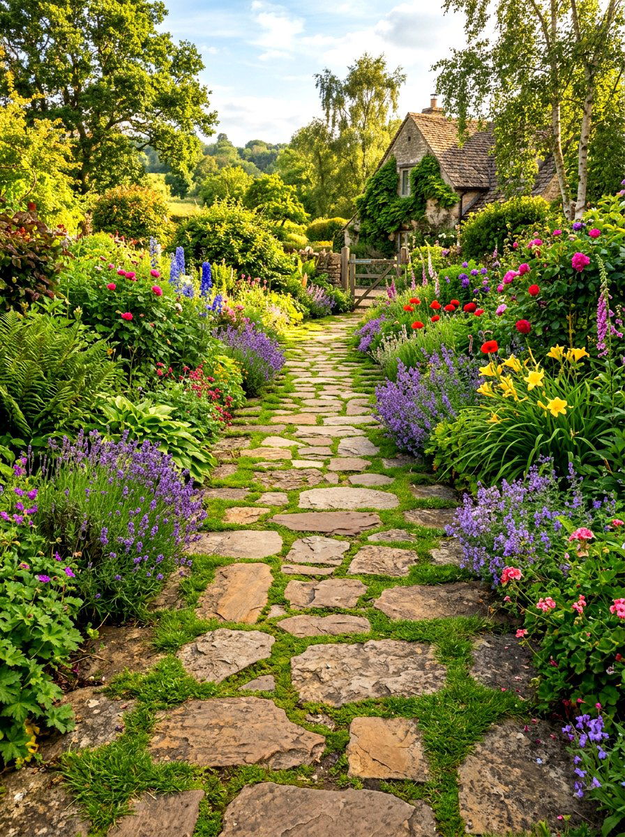 Natural Flagstone Path - 30 stepping stone walkway ideas