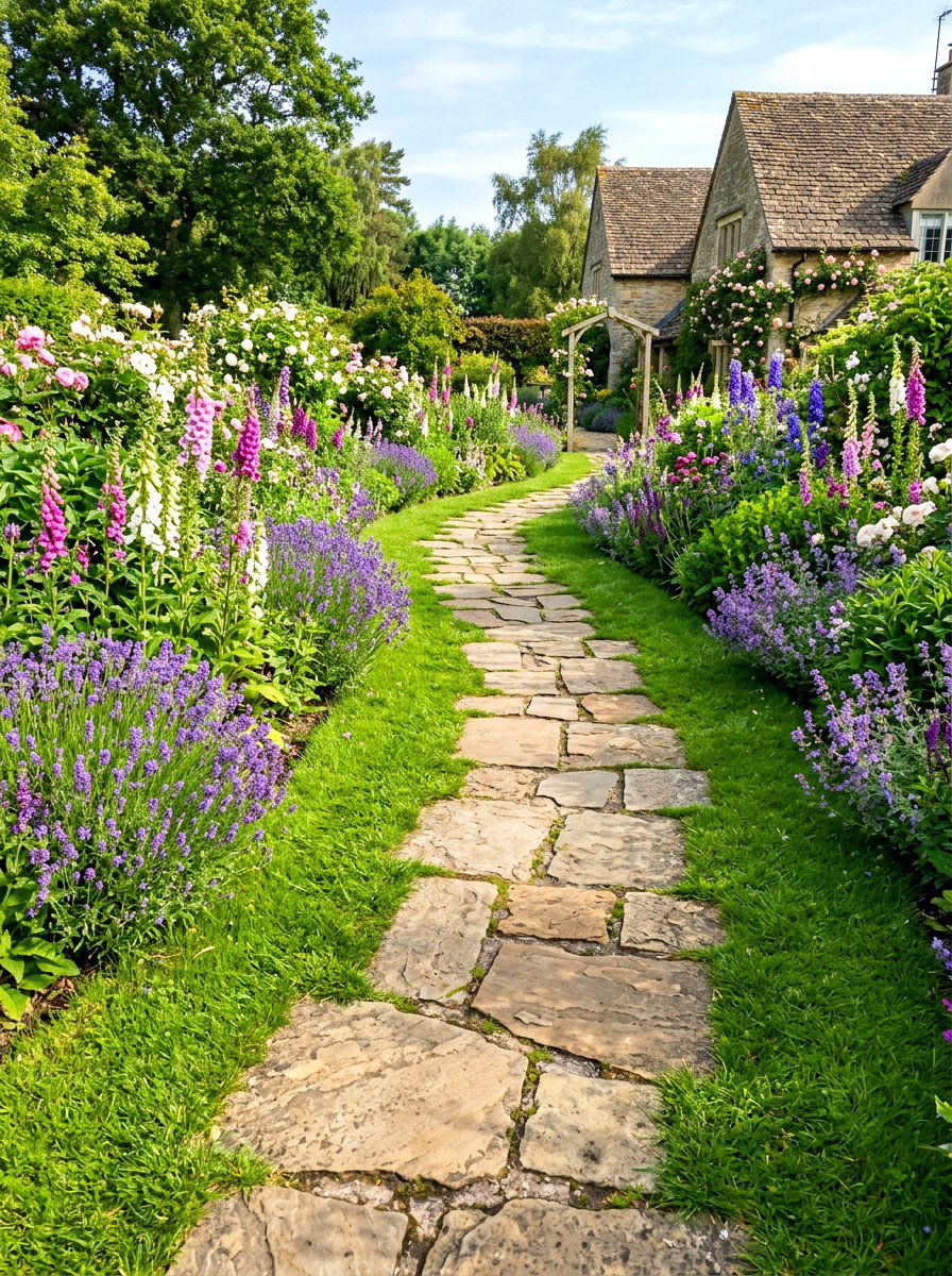 Natural Flagstone Walkway - 30 stepping stone backyard path ideas