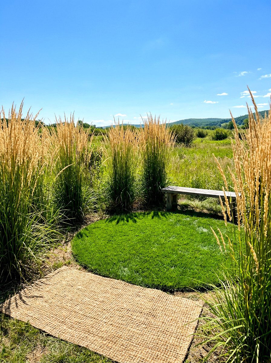 Natural Grass Retreat - 30 meditation backyard corner ideas