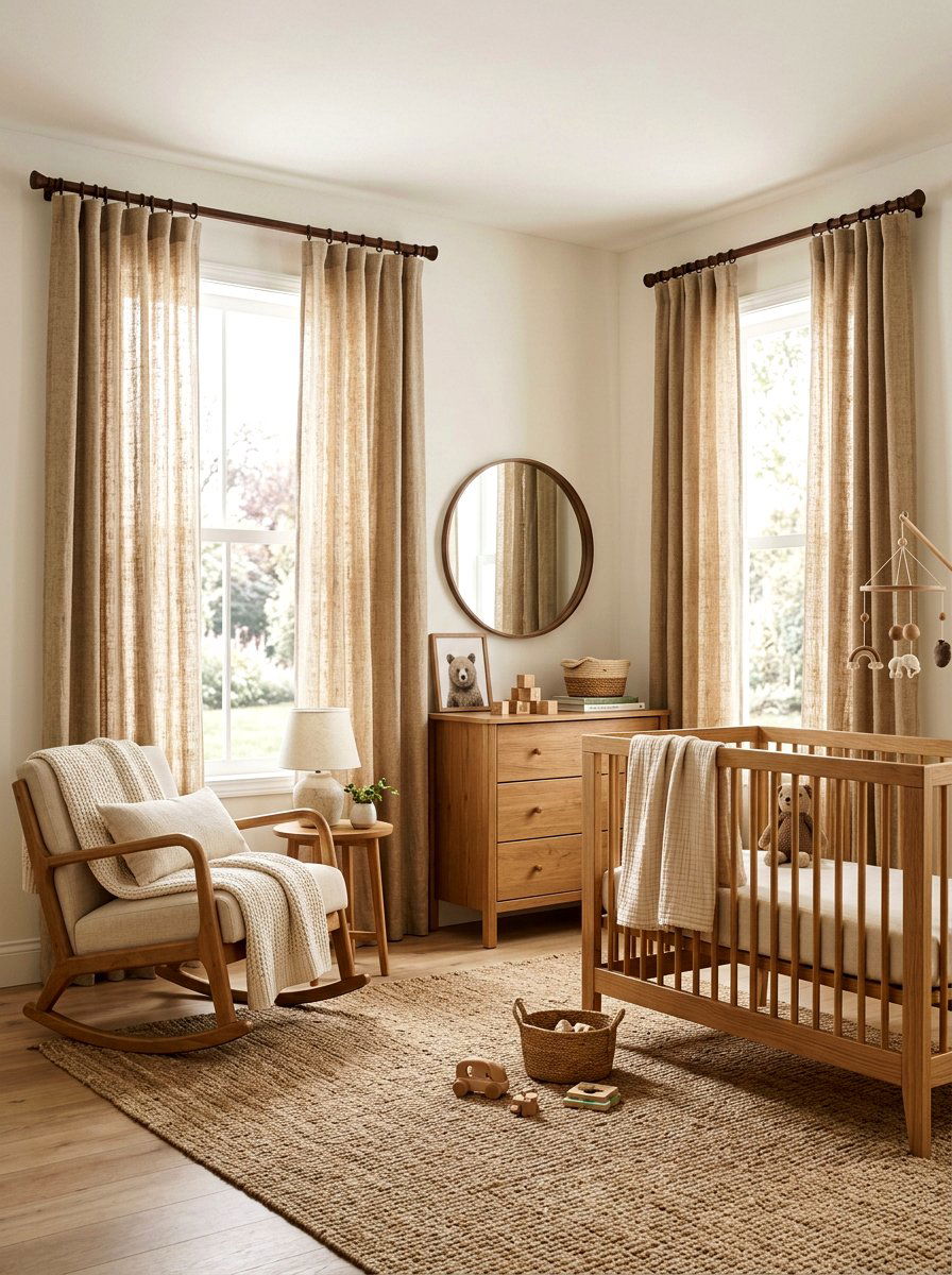 Natural Hemp Nursery Curtains - 30 sustainable nursery ideas