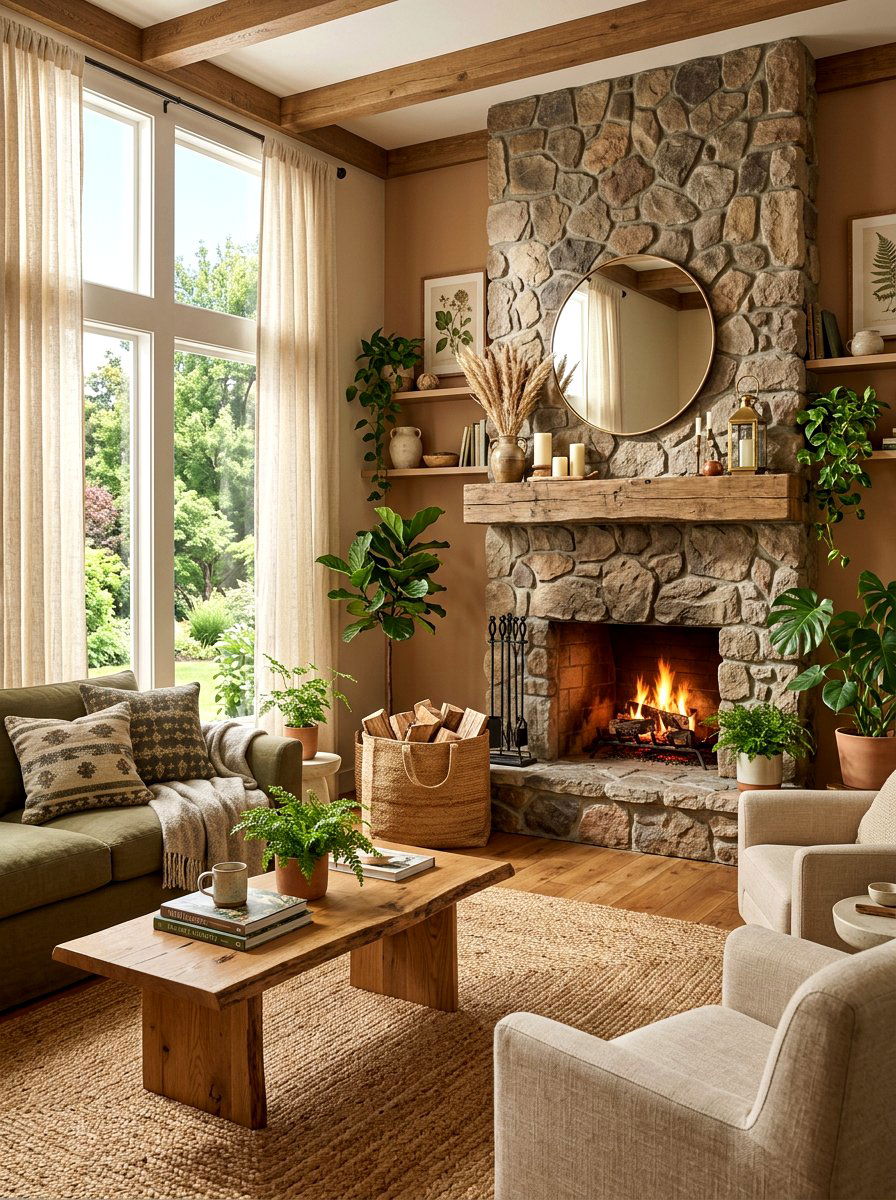 Natural Jute Fireplace Bag - 30 fireplace wood basket ideas