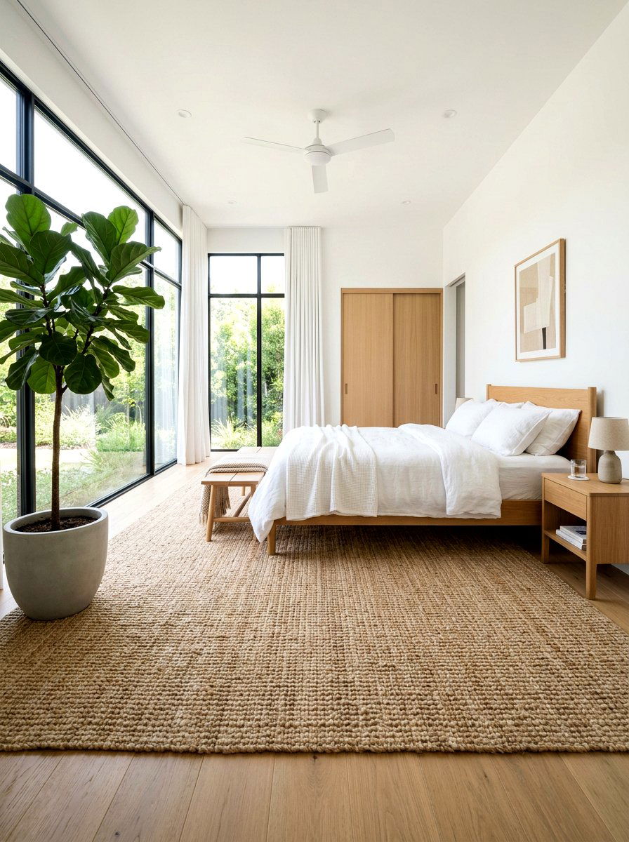 Natural Jute Rug - 30 organic modern bedroom ideas