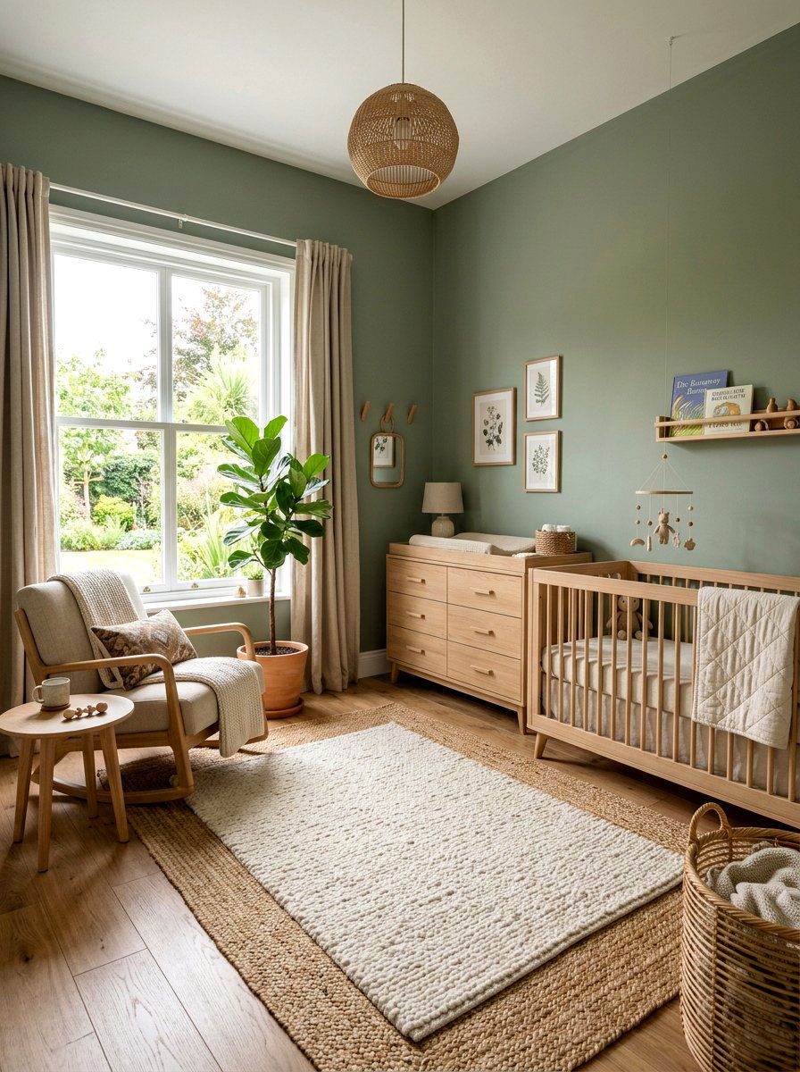 Natural Jute Rug - 30 sage and cream nursery ideas