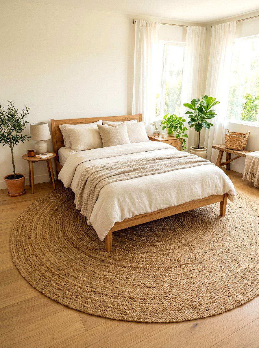 Natural Jute Rug - 30 boho bedroom ideas