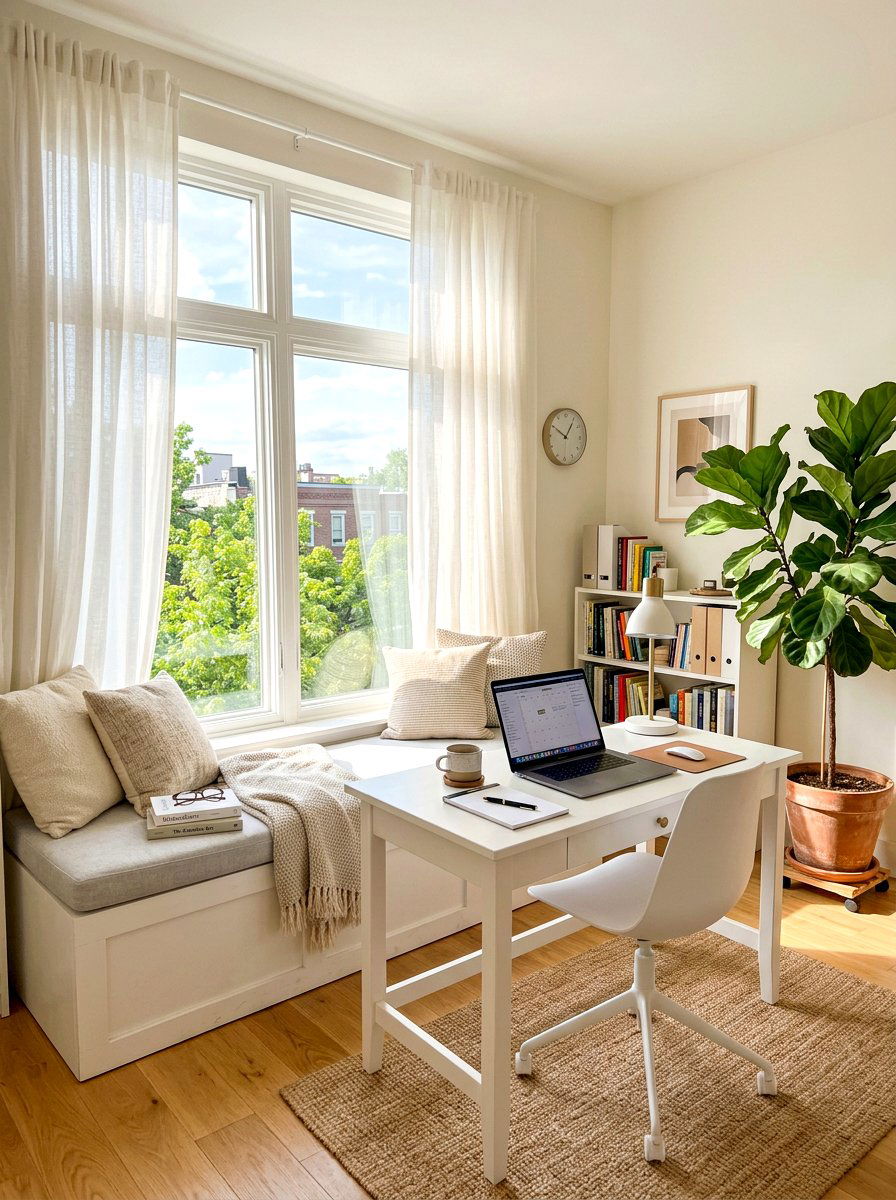 Natural Light Office Window Seat Setup - 30 office window seat ideas