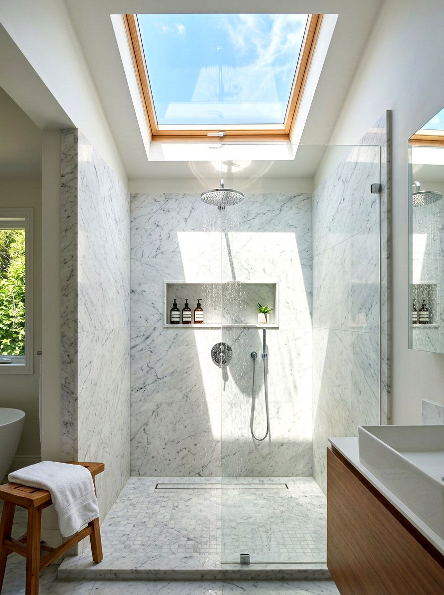 Natural Light Shower Skylight - 30 spa shower ideas