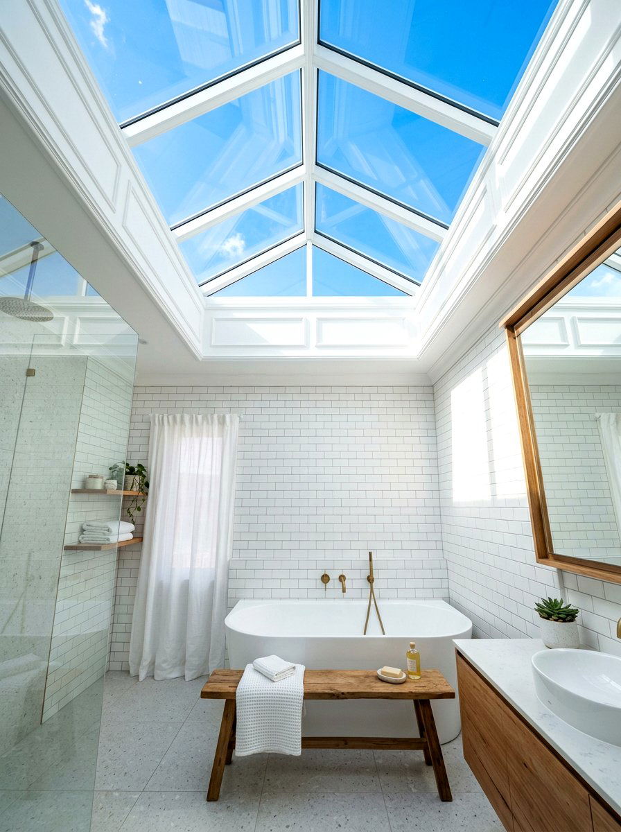 Natural Light Skylight - 30 rustic spa bathroom ideas