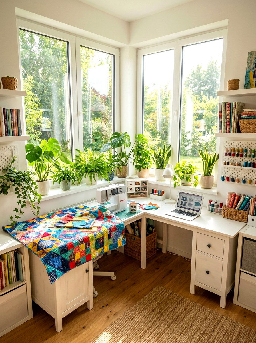 Natural Light Studio Workspace - 30 quilting room ideas