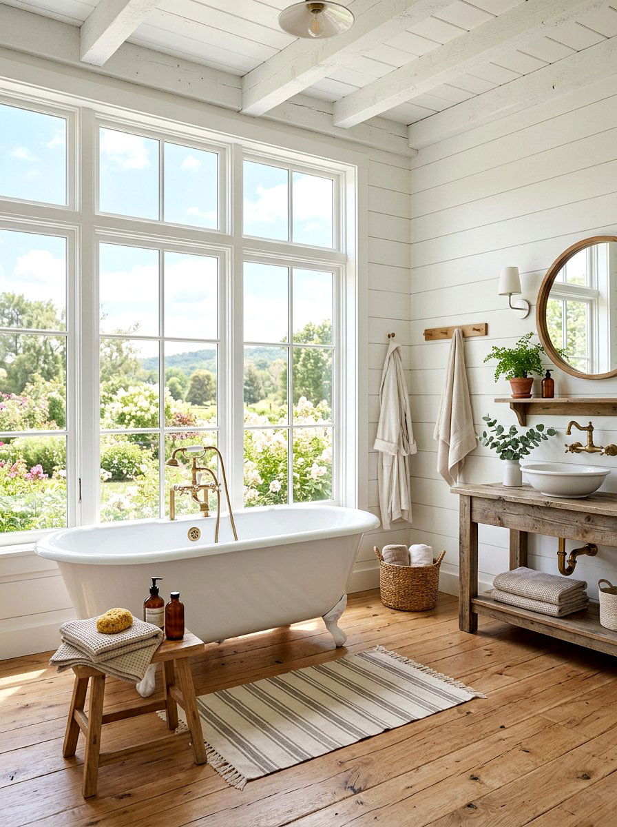 Natural Light Windows - 30 cottage farmhouse bathroom ideas