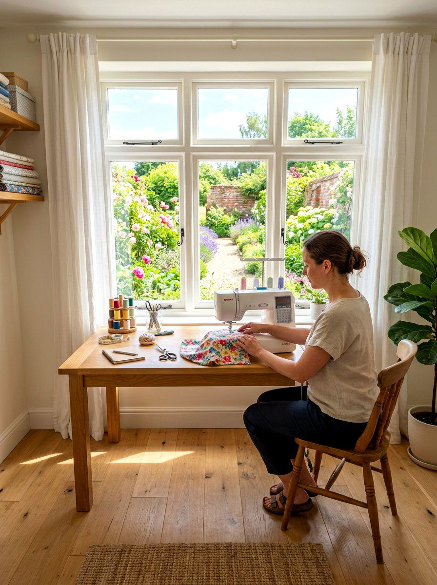 Natural Light Workstation - 30 sewing room ideas