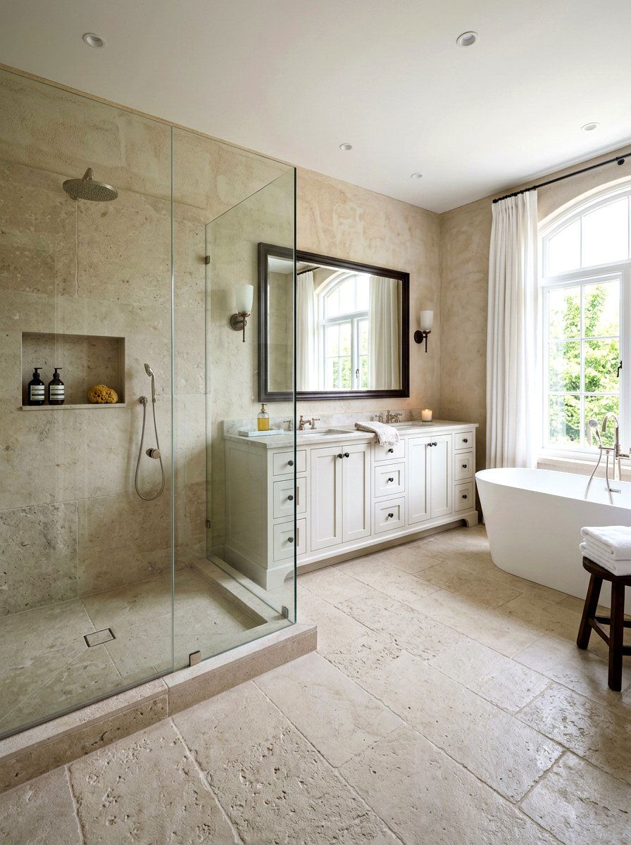 Natural Limestone Bathroom Floor Tile - 30 French country bathroom ideas