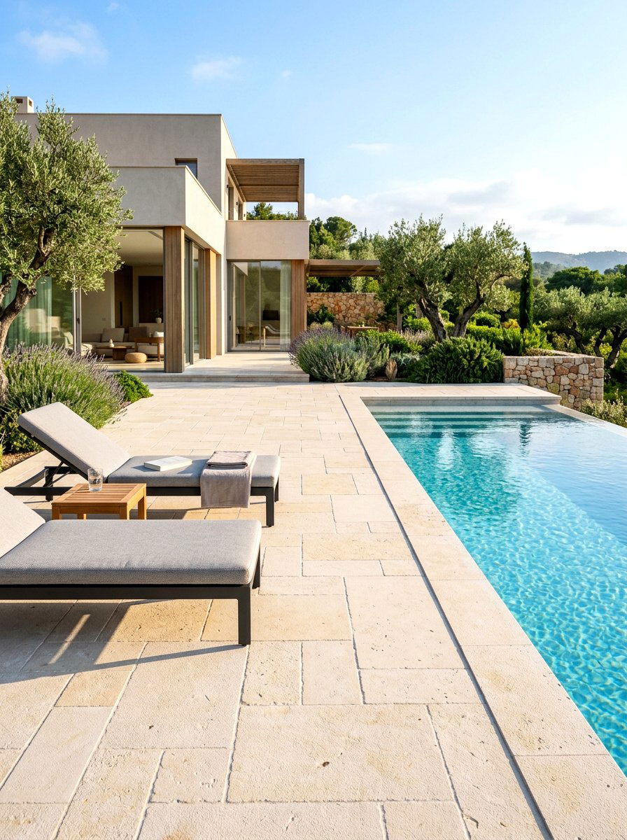 Natural Limestone Pavers - 30 Mediterranean pool patio ideas