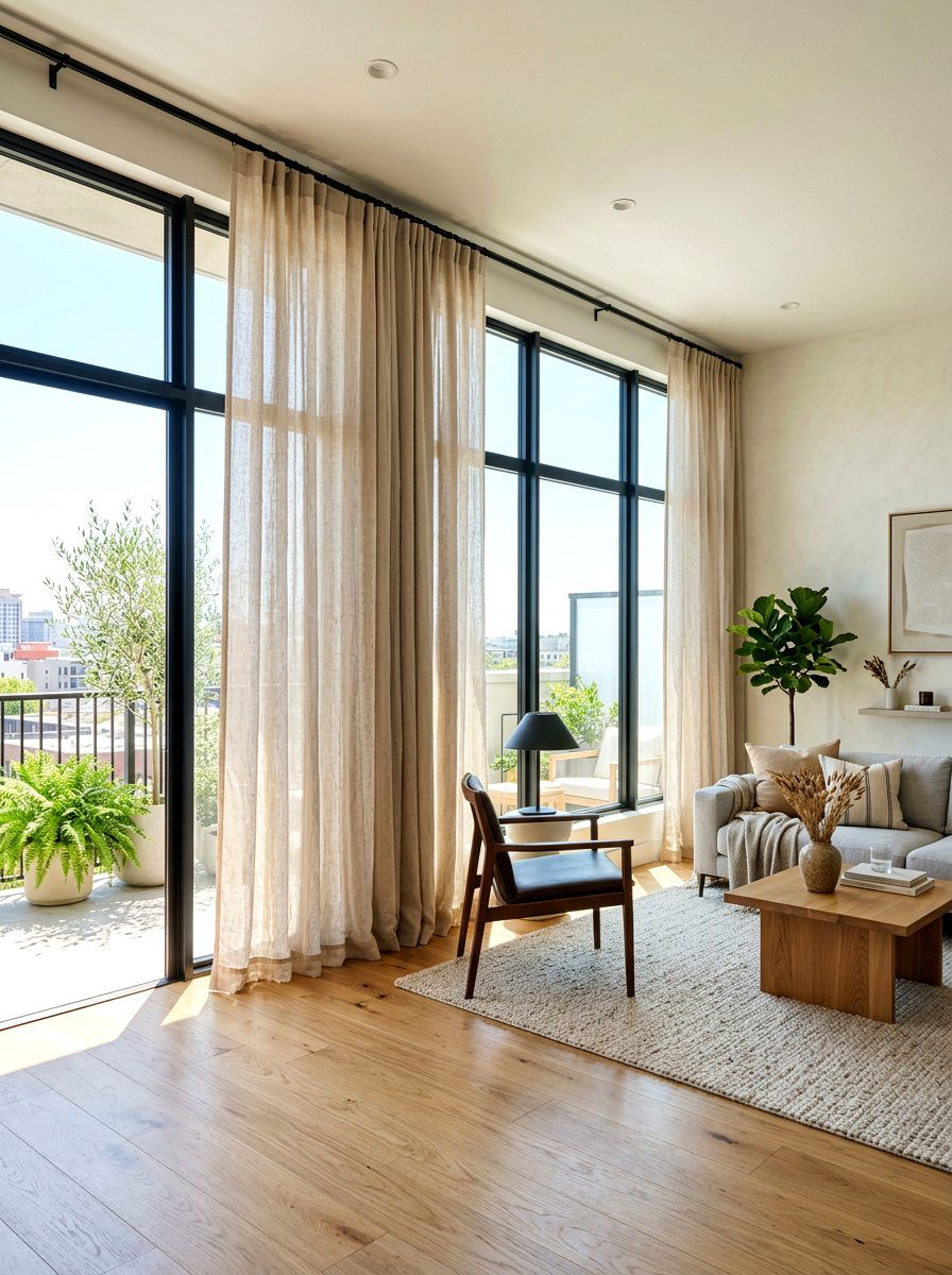 Natural Linen Curtains - 30 linen decor ideas